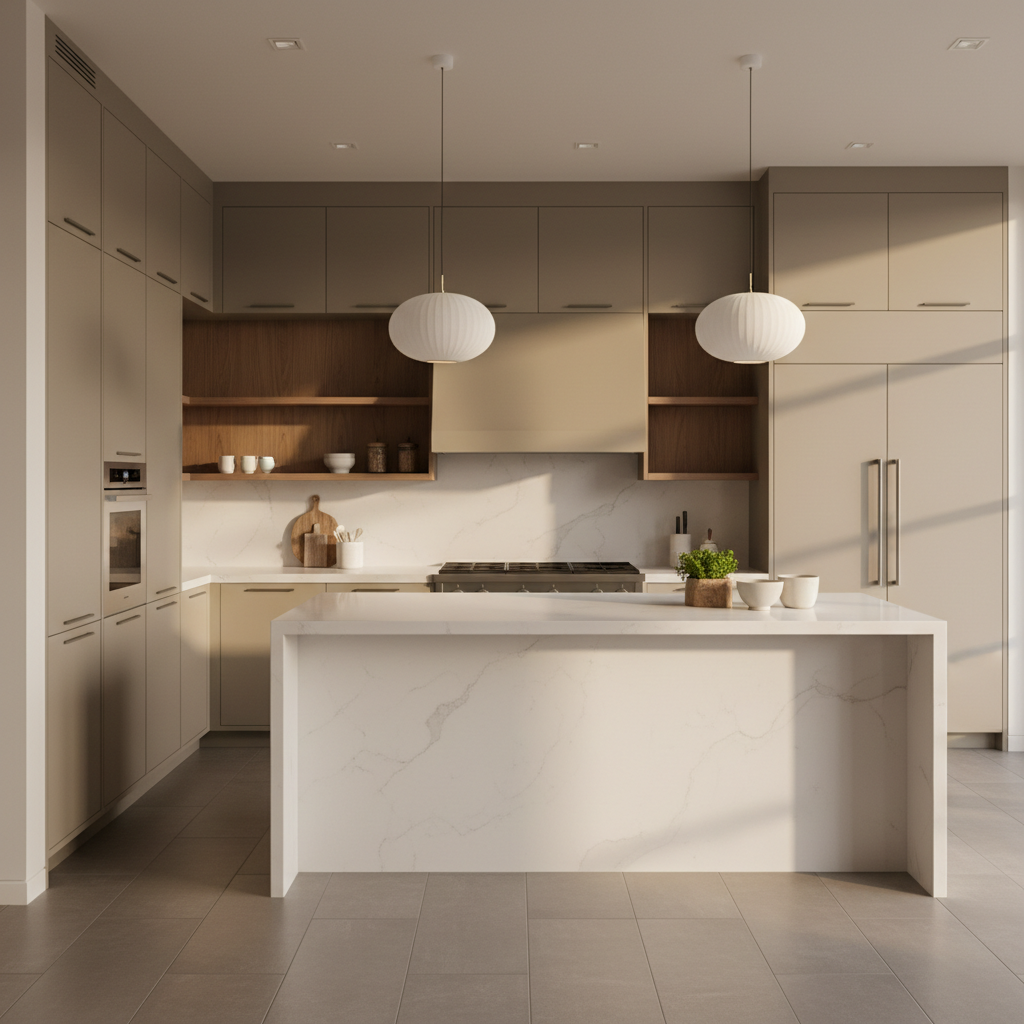 Cocina contemporánea con horno izquierda