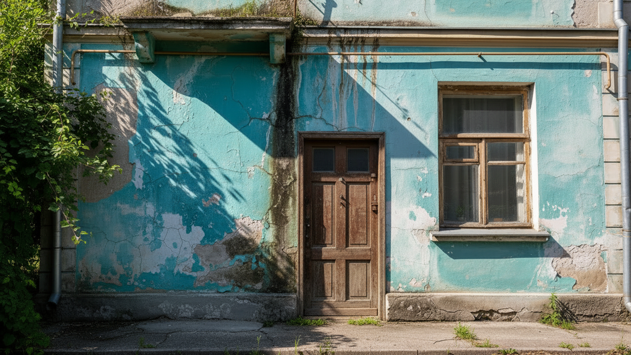 Fachada con ventana más pequeña y a la derecha
