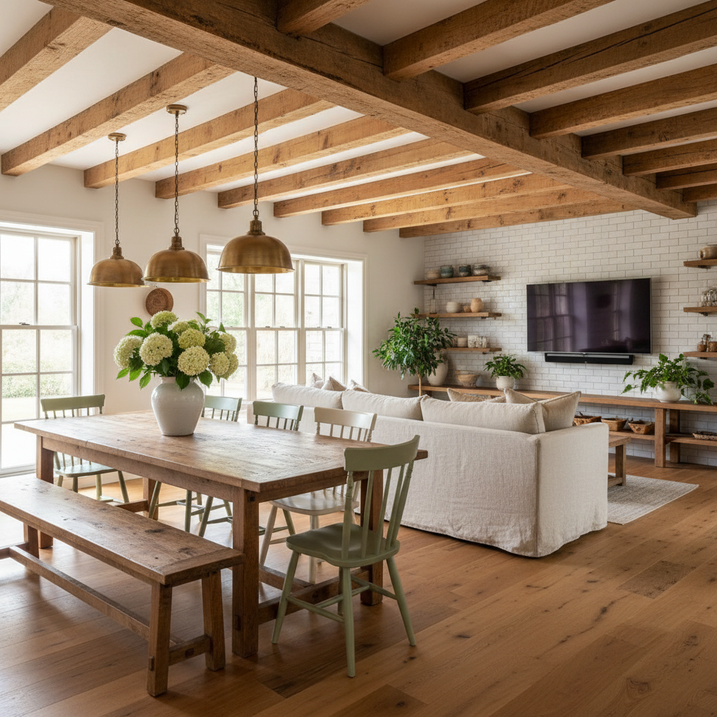 Salón comedor rústico farmhouse